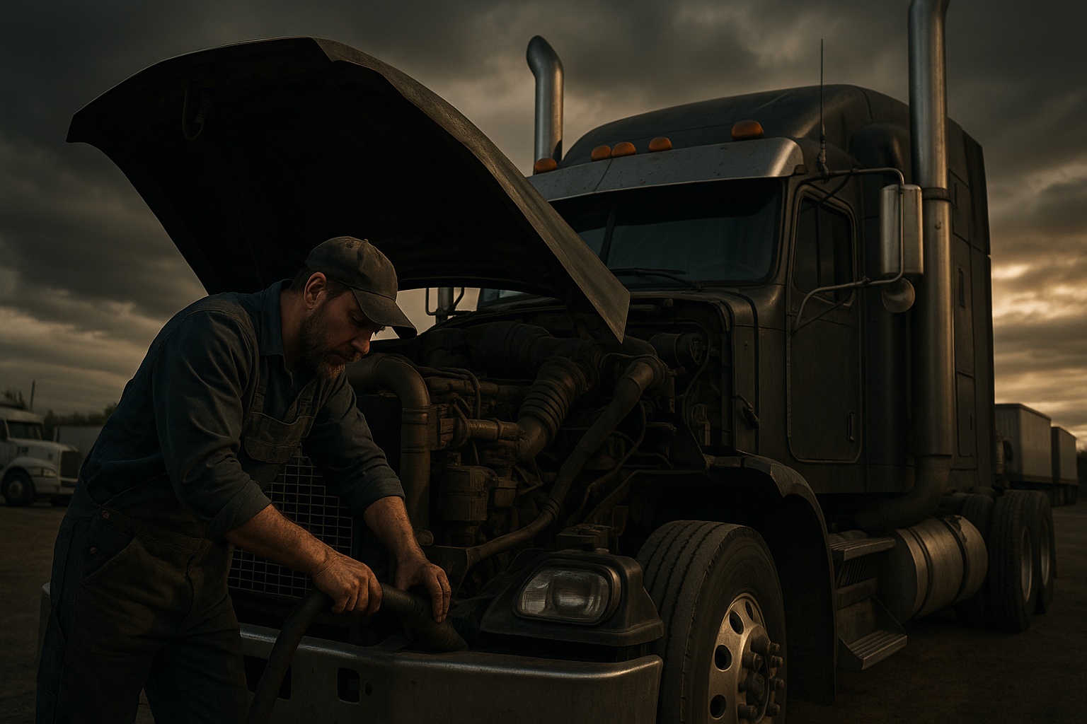 Mobile truck mechanic working on a semi truck in Murray Utah